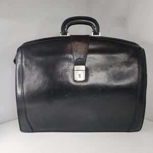 Bosca Old Leather Partners Brief Black Italian Hardshell Lawyer Attache Case Bag
